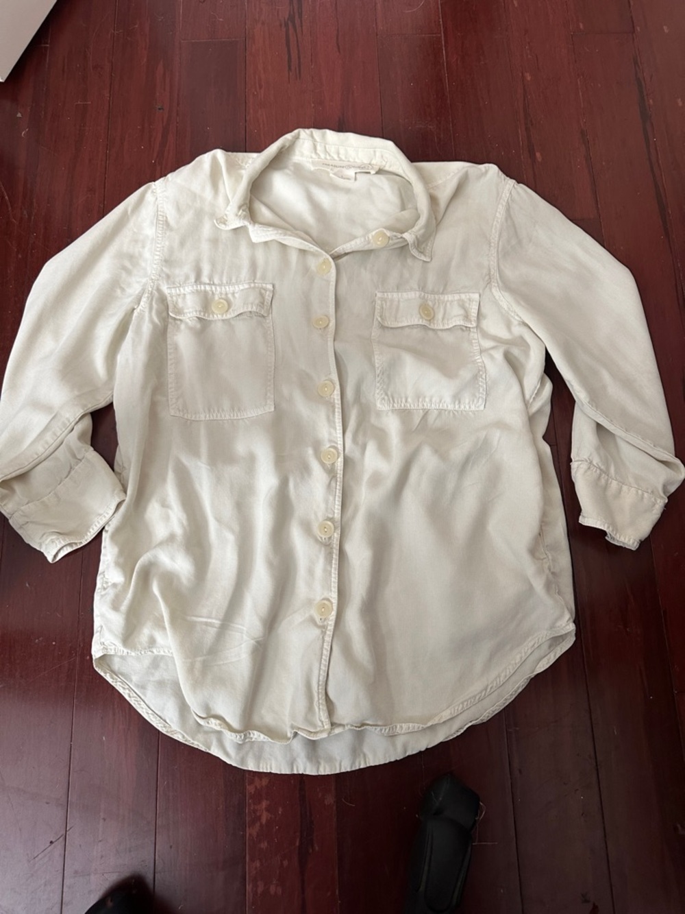 Thread & Supply Off-White Button-Front Utility Shacket Size Large - Picture 11 of 13